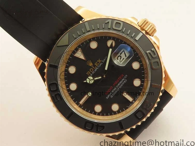 0405 Yacht-Master 126655 RG 3EF 1:1 Best Edition Black Ceramic Bezel on Black Rubber Strap VS Reliable 2488